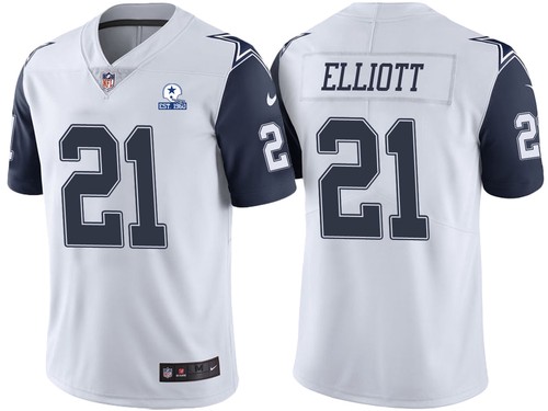 Men Dallas Cowboys #21 Ezekiel Elliott Color Rush 60th Anniversary Vapor Untouchable Stitched NFL Nike Limited Jersey