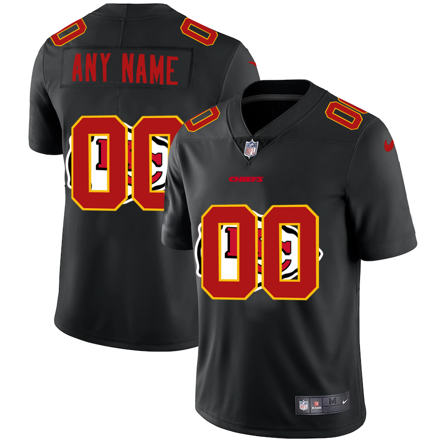 Kansas City Chiefs Custom Men's Nike Team Logo Dual Overlap Limited NFL Jersey Black