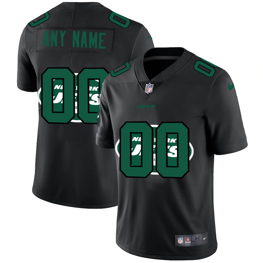 New York Jets Custom Men's Nike Team Logo Dual Overlap Limited NFL Jersey Black