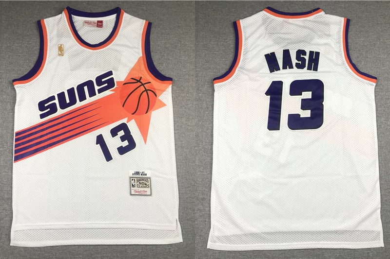 Men's Phoenix Suns #13 Steve Nash White Gold NBA Hardwood Classics Soul Swingman Throwback Jersey