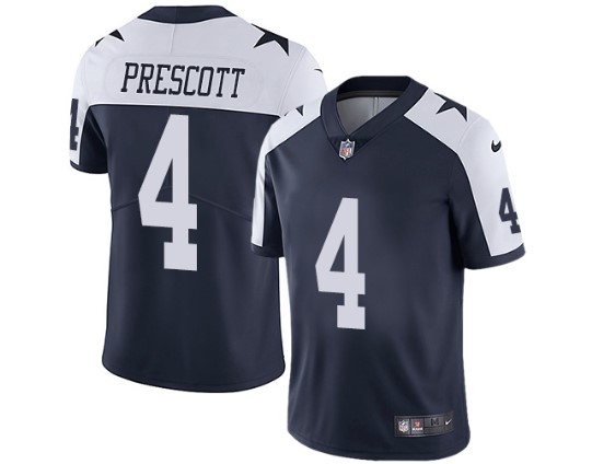 Youth Dallas Cowboys #4 Dak Prescott Navy Blue Thanksgiving Men's Stitched Football Vapor Throwback Limited Jersey