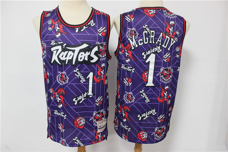 Men's Toronto Raptors #1 Tracy McGrady Purple Tear Up Pack Mitchell & Ness Swingman Jeresy