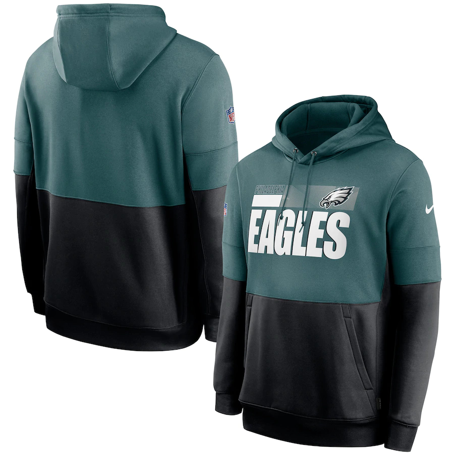 Men's Philadelphia Eagles Nike Green Black Sideline Impact Lockup Performance Pullover Hoodie