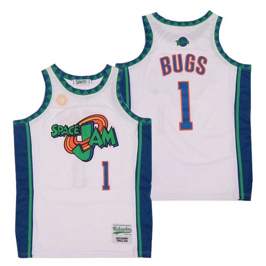 Men's Space Jam #1 Bugs Bunny White Soul Swingman Basketball Jersey