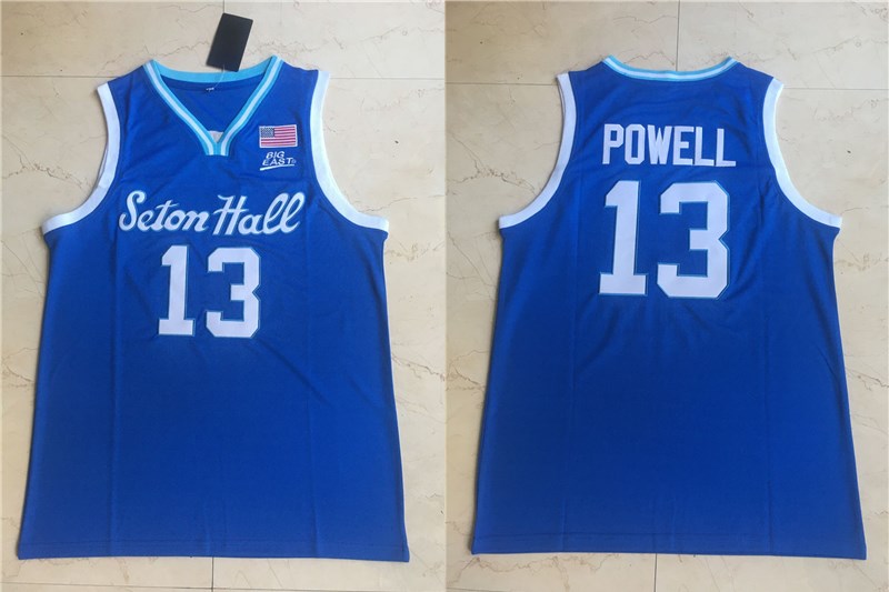 Men's Seton Hall Pirates #13 Myles Powell Blue College Basketball Swingman Stitched Jersey