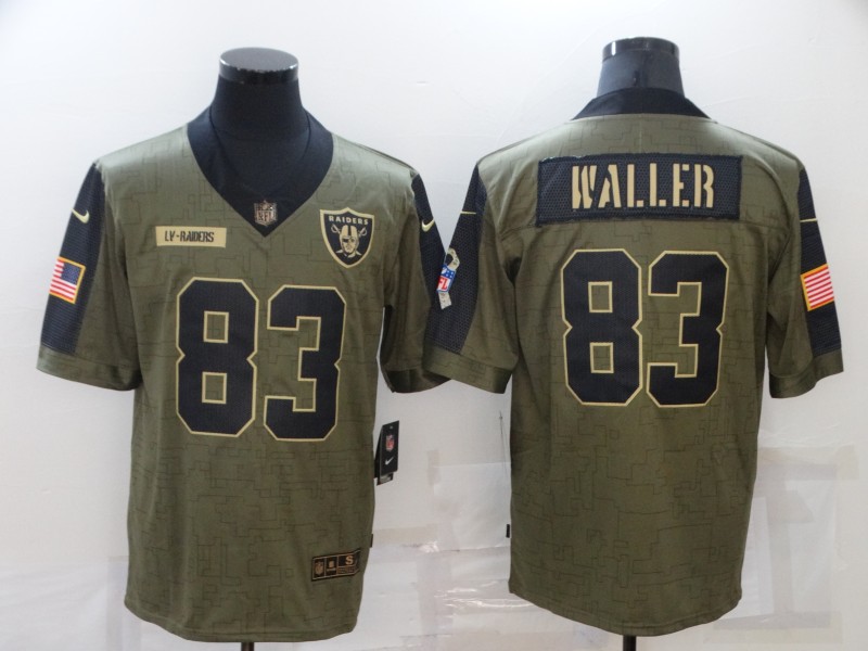 Men's Las Vegas Raiders #83 Darren Waller 2021 Olive Salute To Service Limited Stitched Jersey