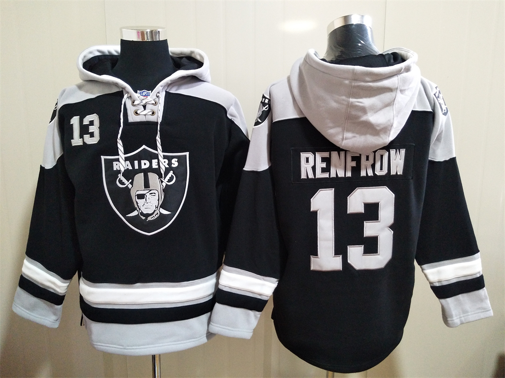 Men's Las Vegas Raiders 13 Hunter Renfrow NEW Black Pocket Stitched NFL Pullover Hoodie