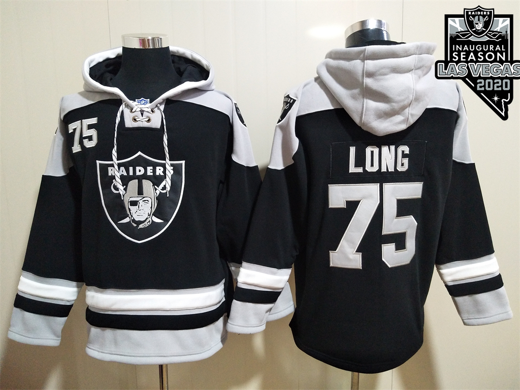 Men's Las Vegas Raiders #75 Howie Long NEW Black 2020 Inaugural Season Pocket Stitched NFL Pullover Hoodie