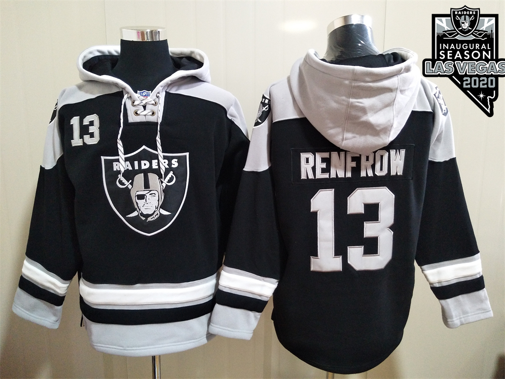 Men's Las Vegas Raiders #13 Hunter Renfrow NEW Black 2020 Inaugural Season Pocket Stitched NFL Pullover Hoodie