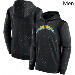 Men Los Angeles Chargers Nike Charcoal 2021 NFL Crucial Catch Therma Pullover Hoodie