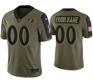 Men's Olive Baltimore Ravens ACTIVE PLAYER Custom 2021 Salute To Service Limited Stitched Jersey