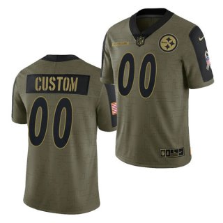 Men's Olive Pittsburgh Steelers ACTIVE PLAYER Custom 2021 Salute To Service Limited Stitched Jersey