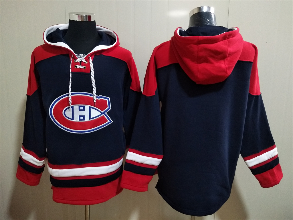 Men's Hockey Montreal Canadiens Blank Navy Blue Hoodie