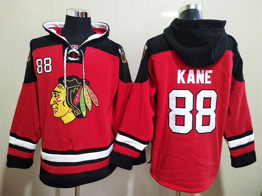 Men's Chicago Blackhawks #88 Patrick Kane NEW Red Stitched Hoodie