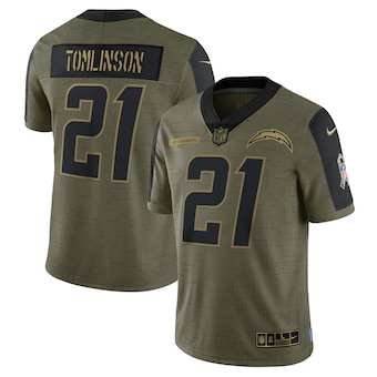 Men's Los Angeles Chargers #21 LaDainian Tomlinson Nike Olive 2021 Salute To Service Retired Player Limited Jersey