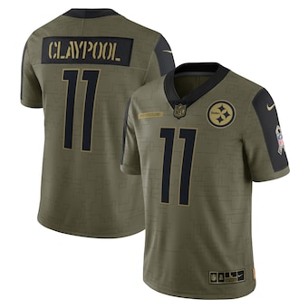 Men's Pittsburgh Steelers #11 Chase Claypool Nike Olive 2021 Salute To Service Limited Player Jersey