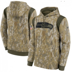 Men Seattle Seahawks Nike Camo 2021 Salute To Service Therma Performance Pullover Hoodie