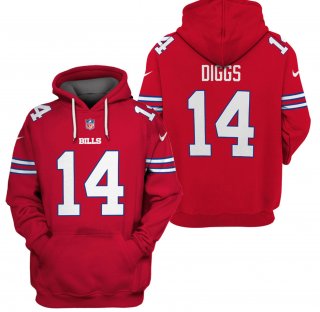 Men's Red Buffalo Bills #14 Stefon Diggs 2021 Pullover Hoodie