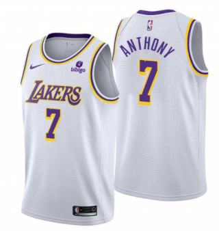 Men's Los Angeles Lakers #7 Carmelo Anthony bibigo 75th Anniversary White Stitched Jersey