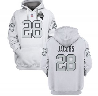 Men's Las Vegas Raiders #28 Josh Jacobs White 2021 Inaugural Patch Pullover Hoodie