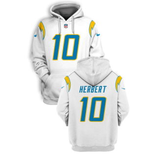 Men's Los Angeles Chargers #10 Justin Herbert White 2021 Pullover Hoodie