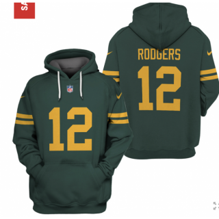 Men's Green Bay Packers 12 Aaron Rodgers 2021 Green Pullover Hoodie