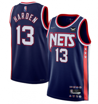 Men's Brooklyn Nets #13 James Harden Navy 2021-22 Swingman City Edition 75th Anniversary Stitched Basketball Jersey