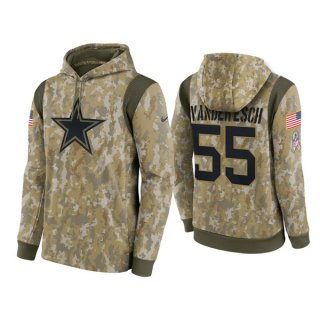 Men's Dallas Cowboys #55 Leighton Vander Esch Camo 2021 Salute To Service Therma Performance Pullover Hoodie