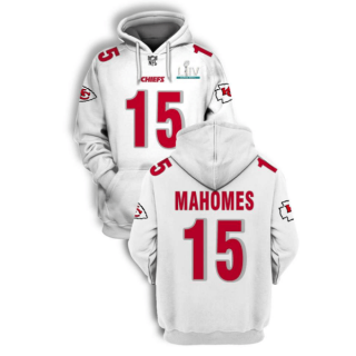 Men's White Kansas City Chiefs #15 Patrick Mahomes 2021 Super Bowl LIV Pullover