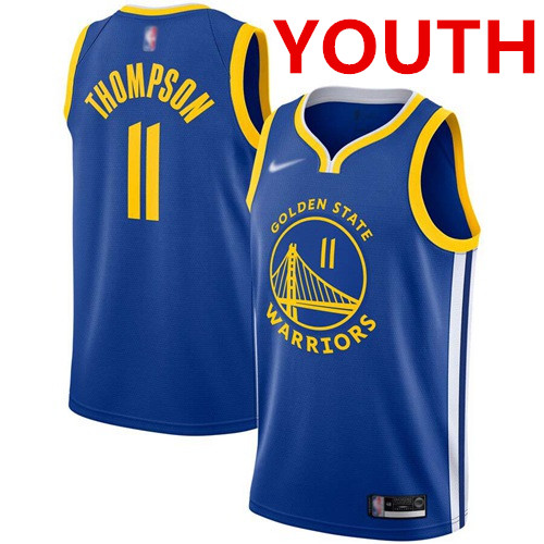 Youth Warriors #11 Klay Thompson Blue Basketball Swingman Icon Edition 2019-2020 Jersey