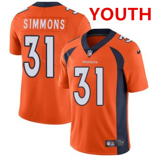 Nike Broncos #31 Justin Simmons Orange Team Color Youth Stitched NFL Vapor Untouchable Limited Jersey
