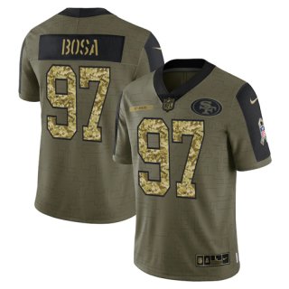 Men's Olive San Francisco 49ers #97 Nick Bosa 2021 Camo Salute To Service Limited Stitched Jersey