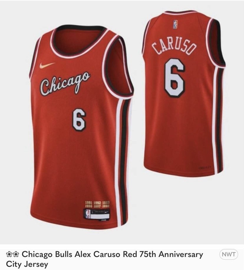 Men Chicago Bulls  #6 Alex Caruso 75th Anniversary Red Edition Swingman Stitched Basketball Jersey