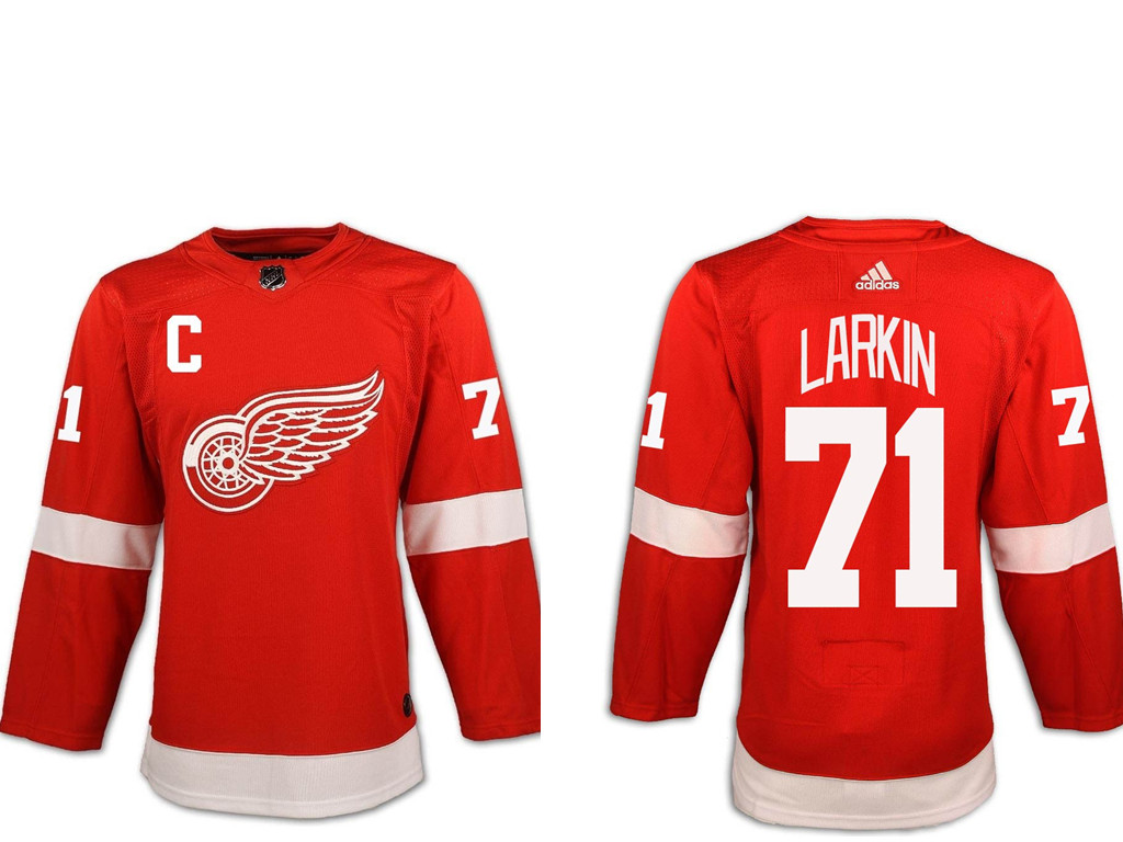 Adidas Men's Detroit Red Wings #71 Dylan Larkin Red with C Patch Home Authentic Stitched NHL Jersey