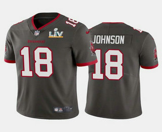 Men's Tampa Bay Buccaneers #18 Tyler Johnson Grey 2021 Super Bowl LV Limited Stitched NFL Jersey