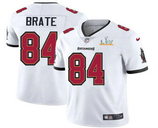 Men's Tampa Bay Buccaneers #84 Cameron Brate White 2021 Super Bowl LV Limited Stitched NFL Jersey