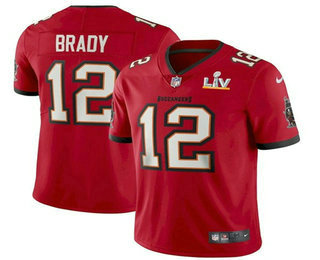 Men's Tampa Bay Buccaneers #12 Tom Brady Red 2021 Super Bowl LV Vapor Untouchable Stitched Nike Limited NFL Jersey