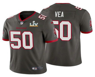 Men's Tampa Bay Buccaneers #50 Vita Vea Grey 2021 Super Bowl LV Limited Stitched NFL Jersey