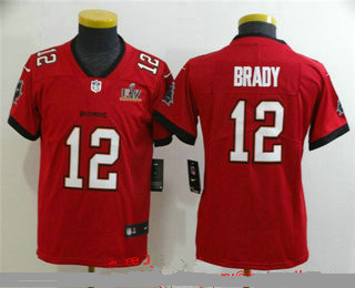 Youth Tampa Bay Buccaneers #12 Tom Brady Red 2021 Super Bowl LV Vapor Untouchable Stitched Nike Limited NFL Jersey