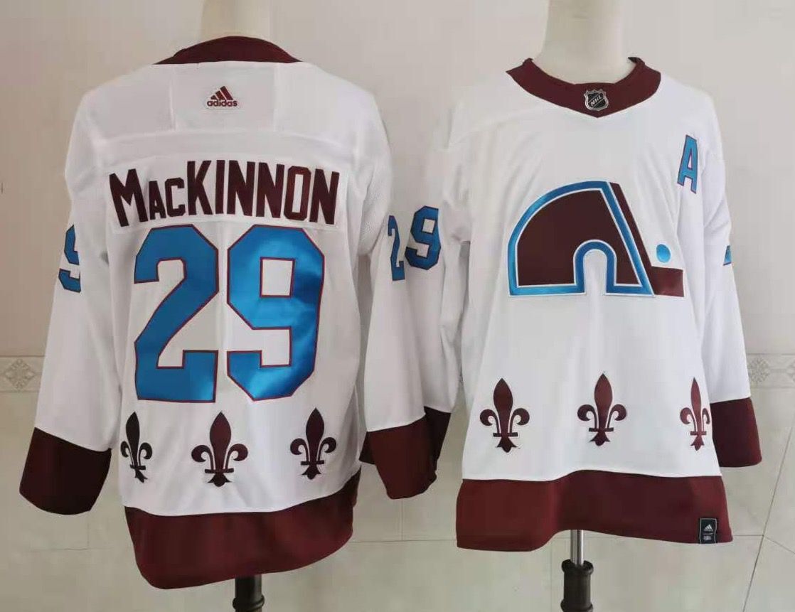 Men's Colorado Avalanche #29 Nathan MacKinnon White 2021 Retro Stitched NHL Jersey