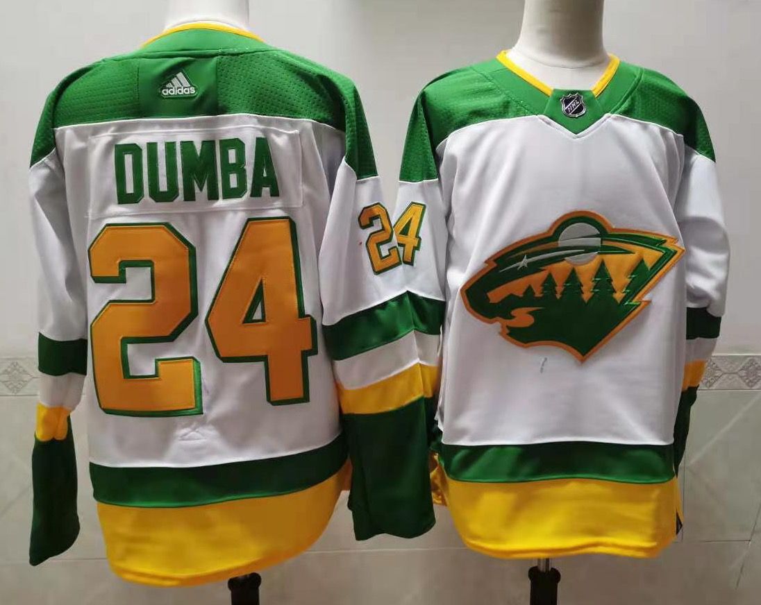 Men's Minnesota Wild #24 Matt Dumba 2021 White Retro Stitched NHL Jersey