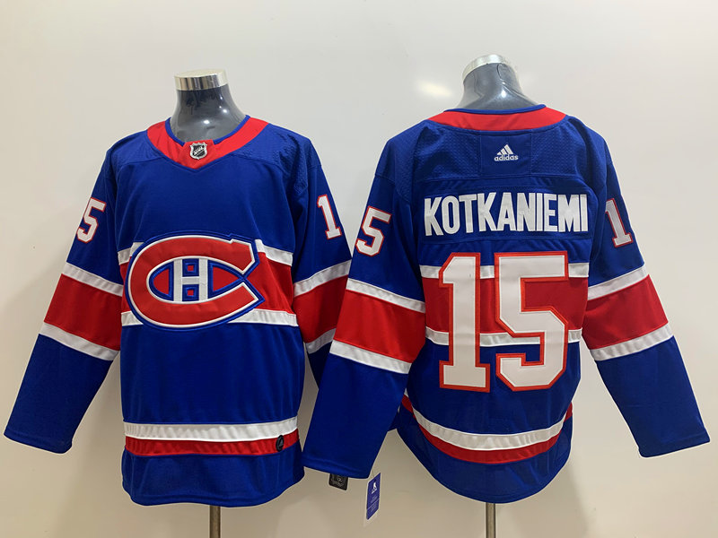 Men's Montreal Canadiens #15 Jesperi Kotkaniemi Blue Adidas 2020-21 Alternate Authentic Player NHL Jersey