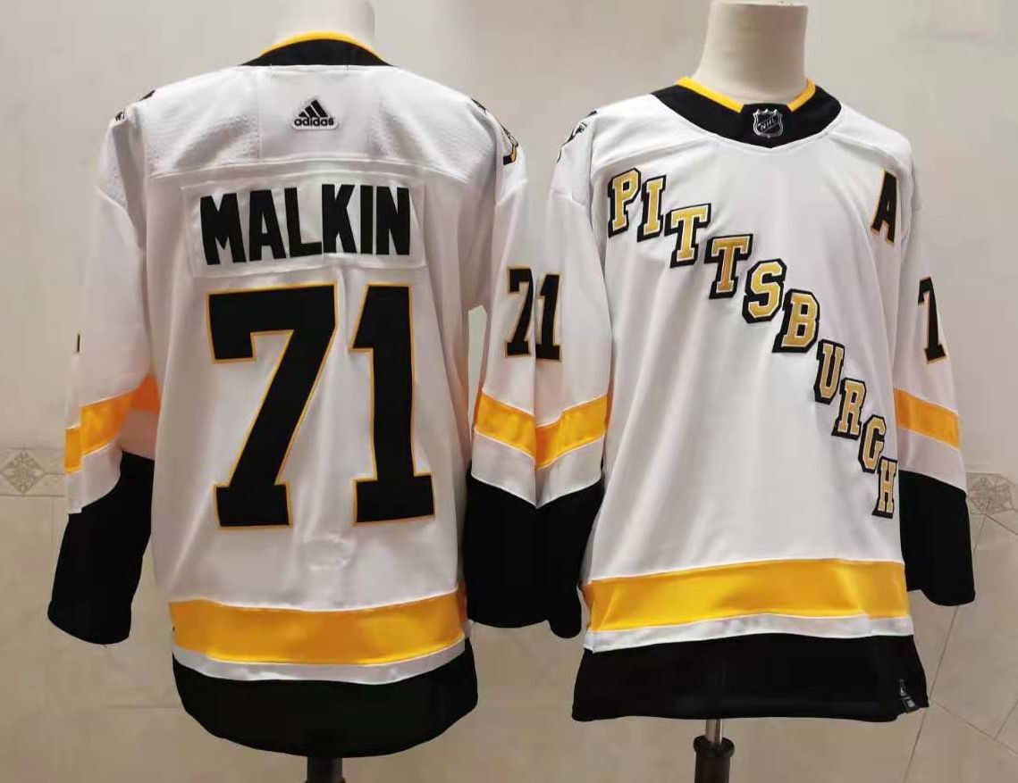 Men's Pittsburgh Penguins #71 Evgeni Malkin White Adidas 2020-21 Stitched NHL Jersey