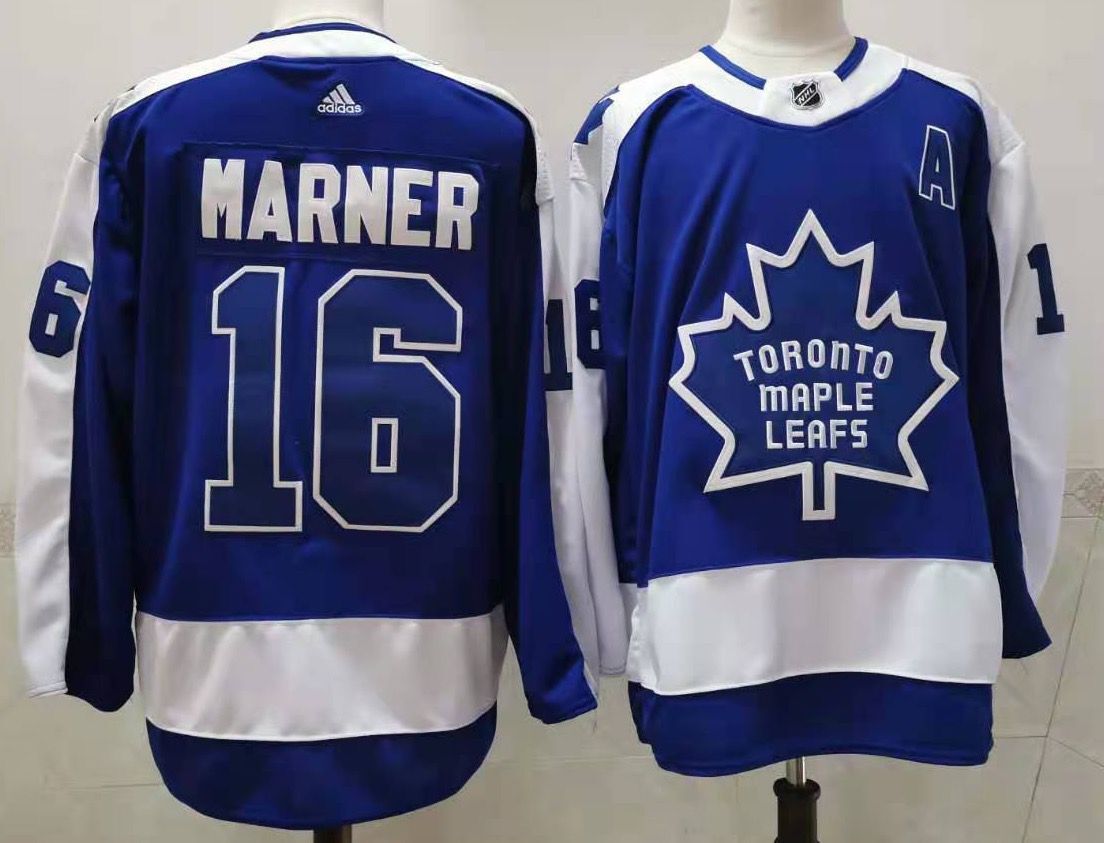 Men's Toronto Maple Leafs #16 Mitchell Marner Royal Blue With A Patch 2021 Retro Stitched NHL Jersey