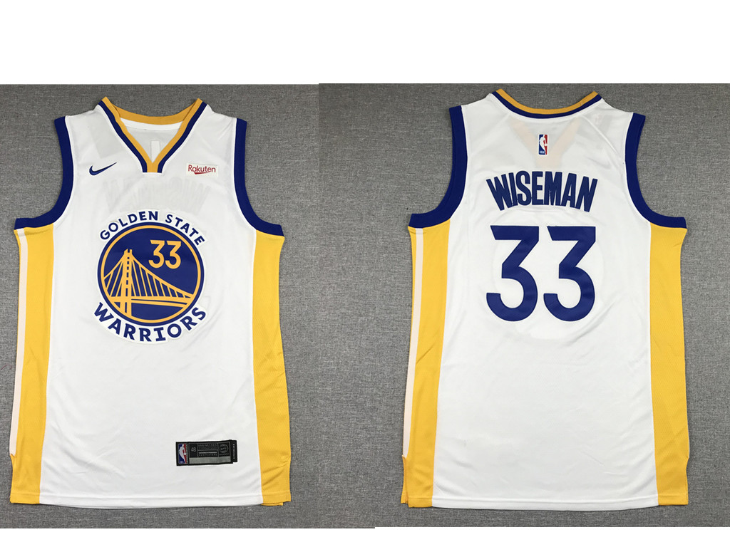 Men's Golden State Warriors #33 James Wiseman White 2019 Nike Swingman NEW Rakuten Logo Stitched NBA Jersey