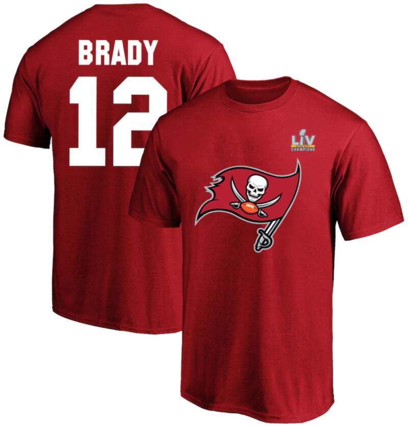 Men's Tampa Bay Buccaneers Tom Brady Fanatics Branded Red Super Bowl LV Champions Big & Tall Name & Number T-Shirt