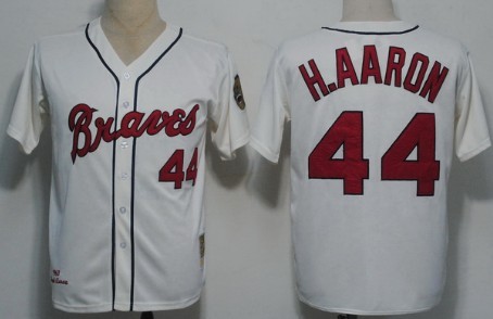 Big Size Atlanta Braves #44 Hank Aaron 1963 Cream Throwback Jersey