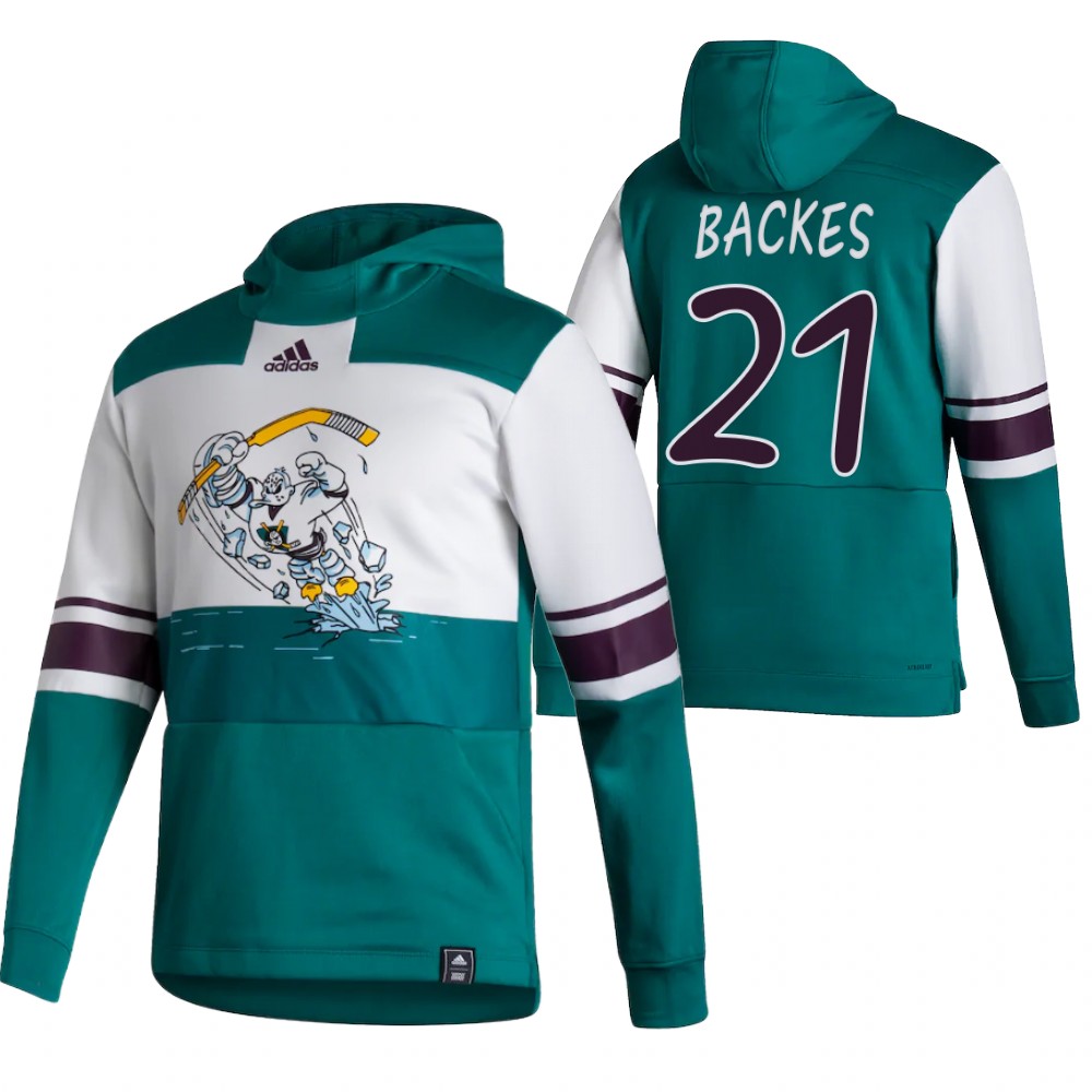 Anaheim Ducks #21 David Backes Adidas Reverse Retro Pullover Hoodie White Green