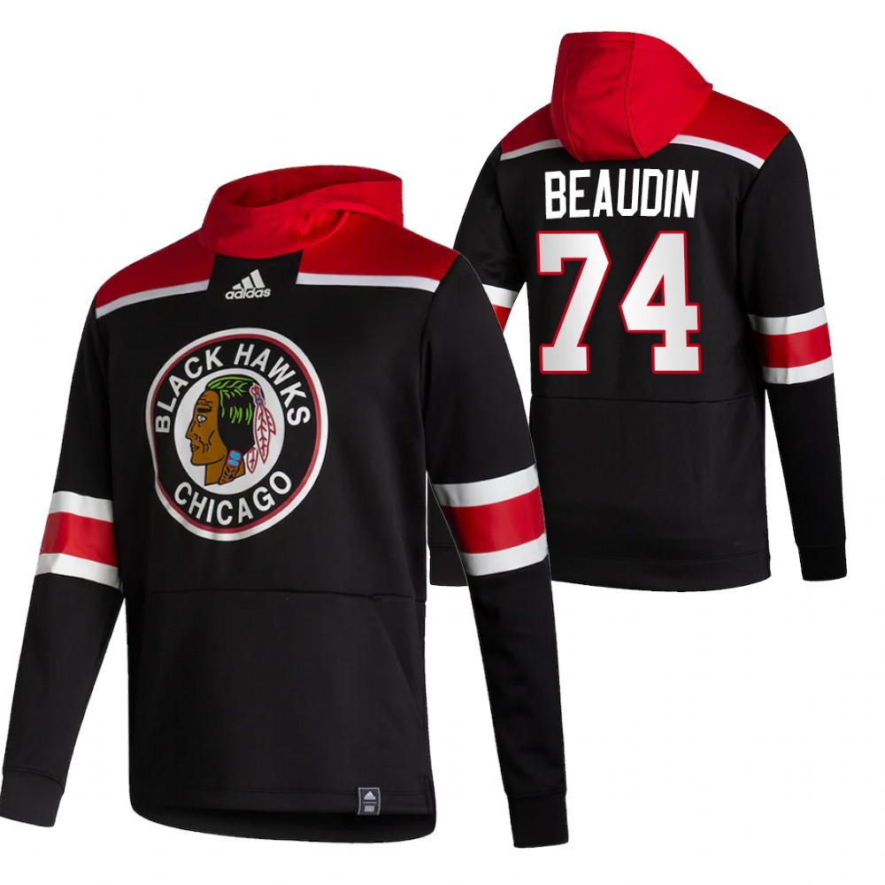 Chicago Blackhawks #74 Nicolas Beaudin Adidas Reverse Retro Pullover Hoodie Black