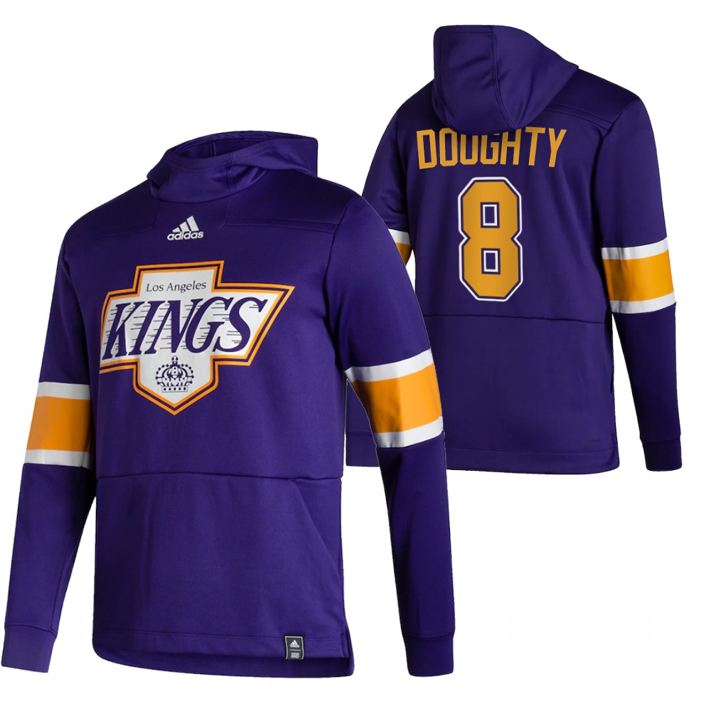 Los Angeles Kings #8 Drew Doughty Adidas Reverse Retro Pullover Hoodie Purple